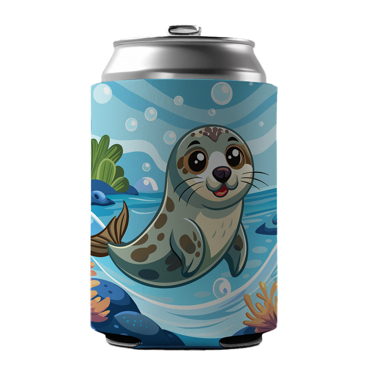 Seal in Water Cute Can Cooler Beer Soda Drink Insulated Holder Sleeve Hugger
