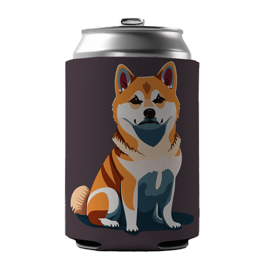 Shiba Inu Dog Sitting Can Cooler Beer Soda Drink Insulated Holder Sleeve Hugger