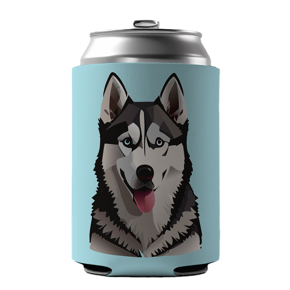 Siberian Husky Dog Tongue Out Can Cooler Beer Soda Drink Insulated Holder Sleeve Hugger
