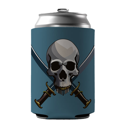 Skull Pirate Crossed Swords Can Cooler Beer Soda Drink Insulated Holder Sleeve Hugger