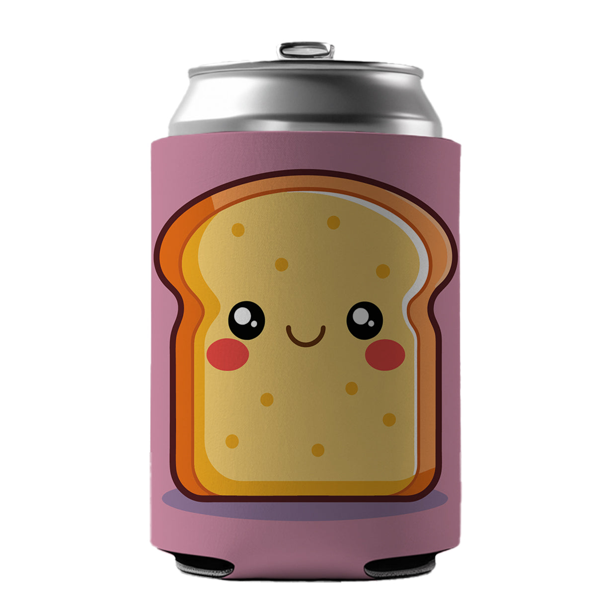 Smiling Toast Cute Can Cooler Beer Soda Drink Insulated Holder Sleeve Hugger