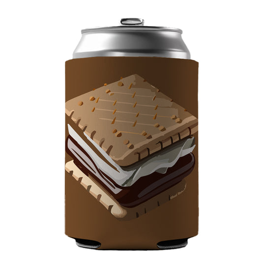 S'mores Marshmallow Camping Food Can Cooler Beer Soda Drink Insulated Holder Sleeve Hugger