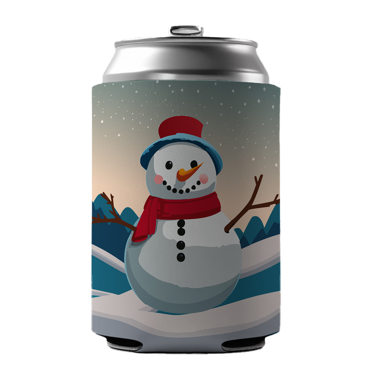 Snowman Happy Winter Christmas Can Cooler Beer Soda Drink Insulated Holder Sleeve Hugger