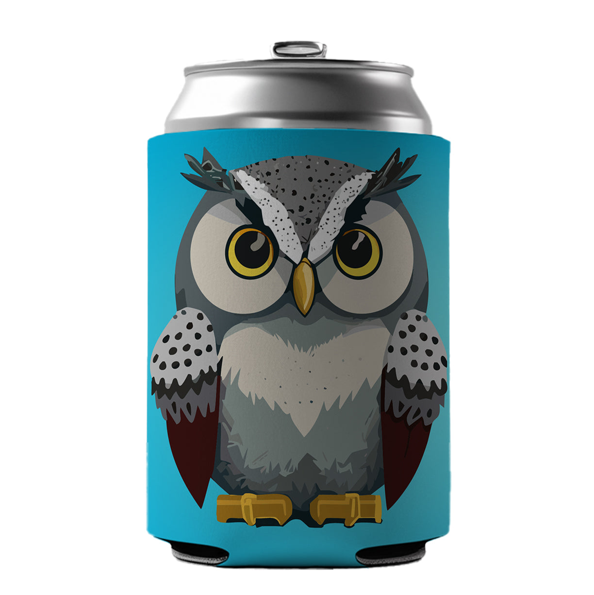 Snowy Owl Staring Can Cooler Beer Soda Drink Insulated Holder Sleeve Hugger