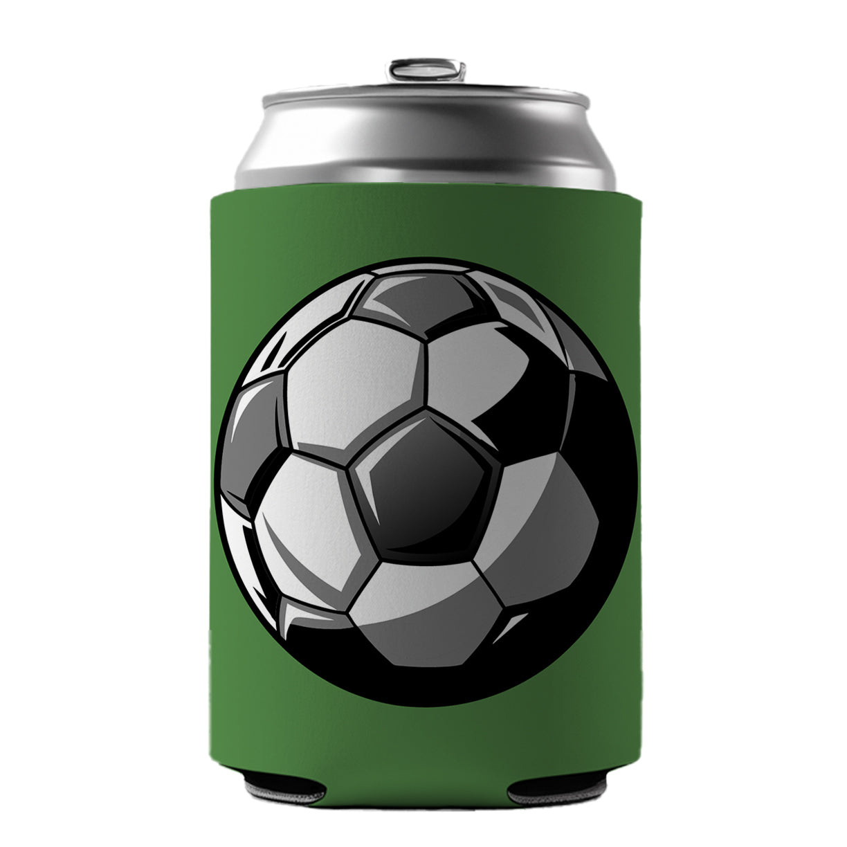 Soccer Ball Football Black White Gray Can Cooler Beer Soda Drink Insulated Holder Sleeve Hugger