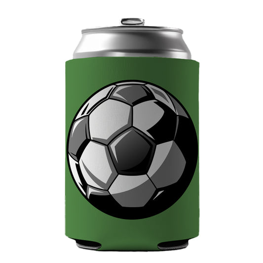 Soccer Ball Football Black White Gray Can Cooler Beer Soda Drink Insulated Holder Sleeve Hugger