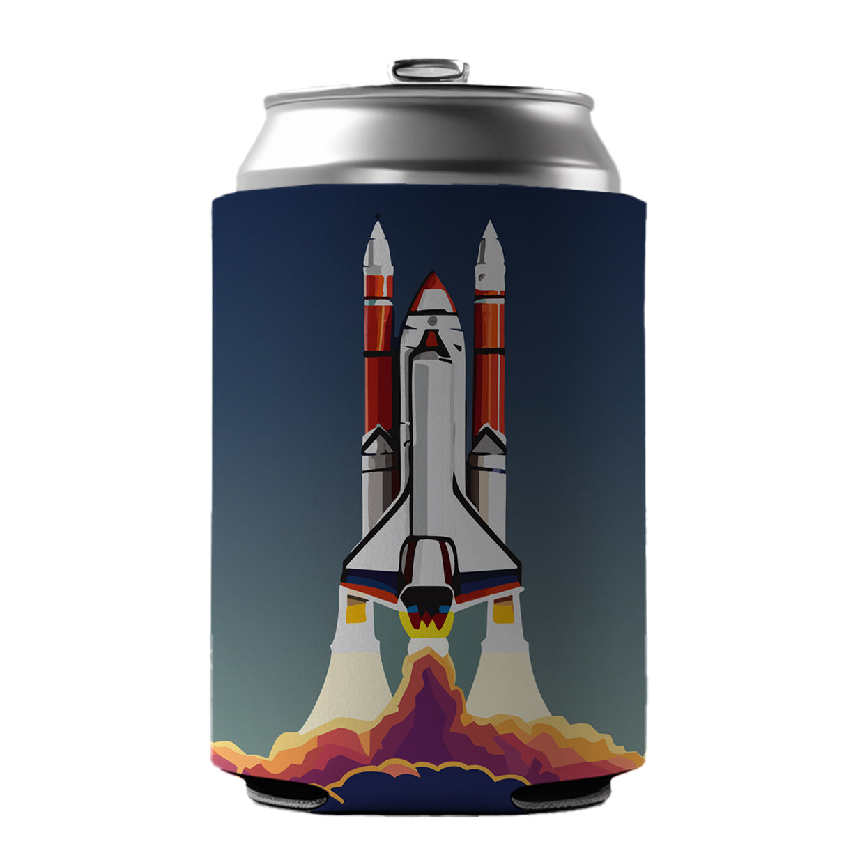 Space Shuttle Launch Blasting Off Can Cooler Beer Soda Drink Insulated Holder Sleeve Hugger