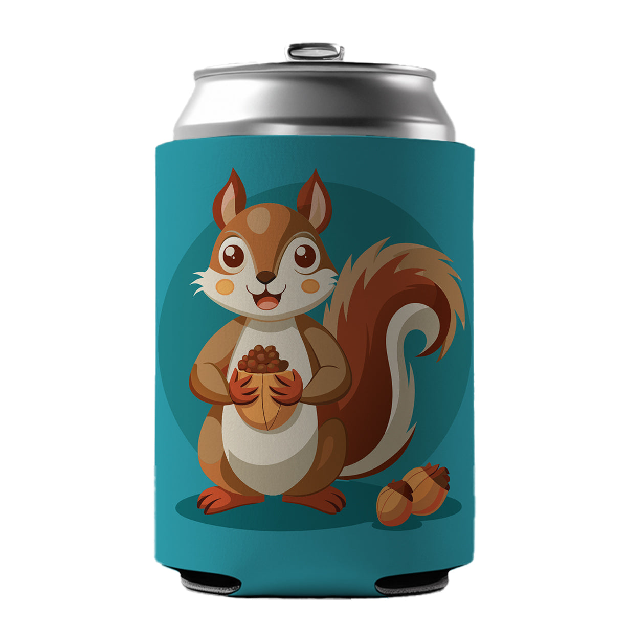 Squirrel with Nuts Smiling Can Cooler Beer Soda Drink Insulated Holder Sleeve Hugger