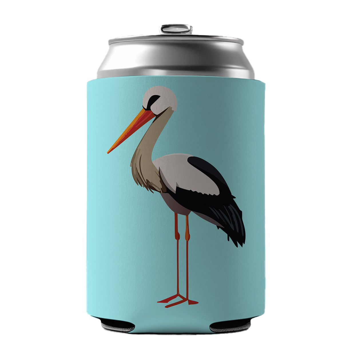 Stork Bird Profile Can Cooler Beer Soda Drink Insulated Holder Sleeve Hugger