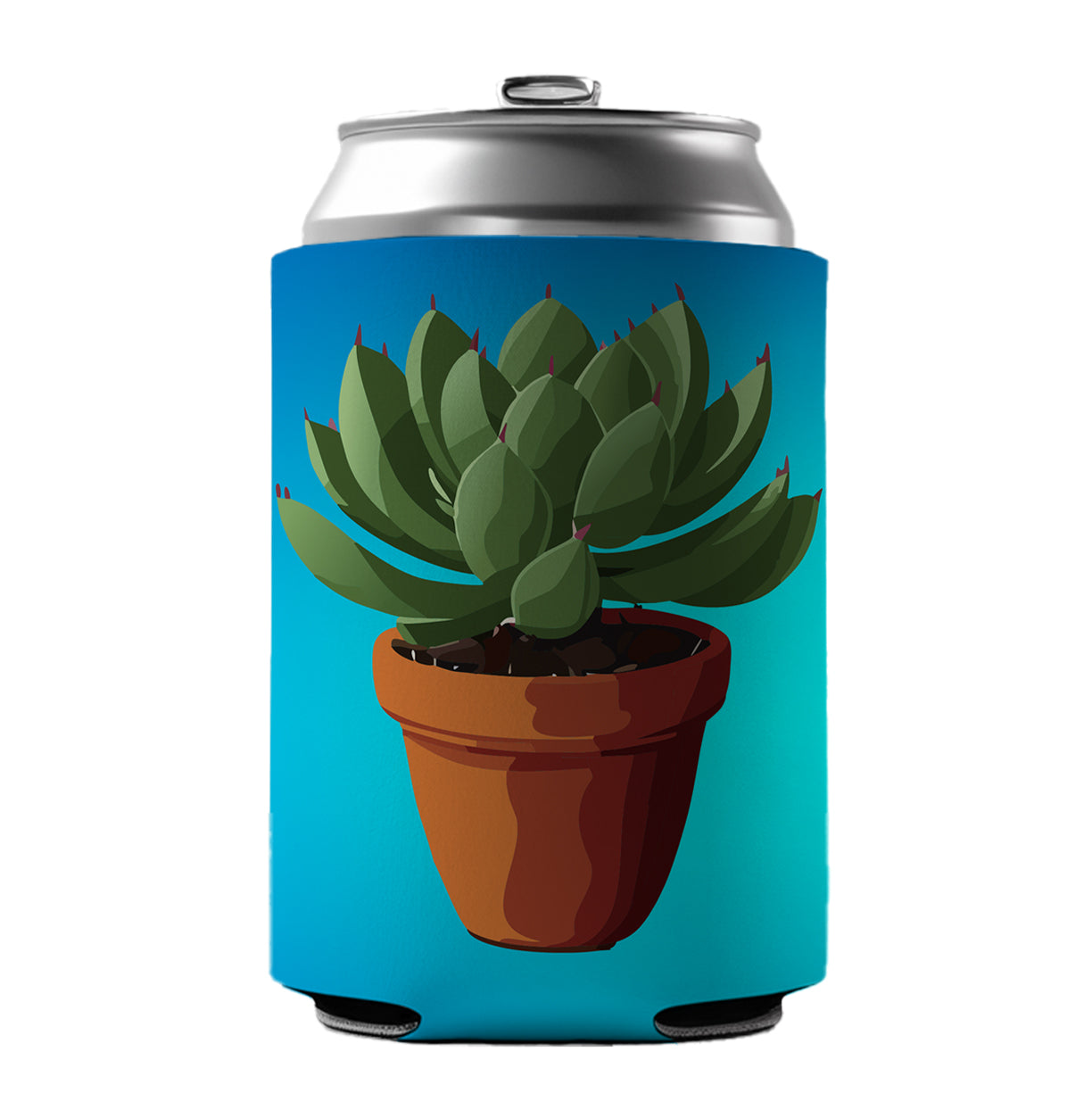 Succulent Plant in Pot Can Cooler Beer Soda Drink Insulated Holder Sleeve Hugger