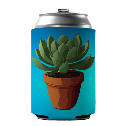 Succulent Plant in Pot Can Cooler Beer Soda Drink Insulated Holder Sleeve Hugger