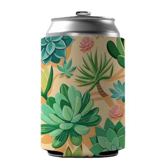 Succulents Scattered Pattern Can Cooler Beer Soda Drink Insulated Holder Sleeve Hugger