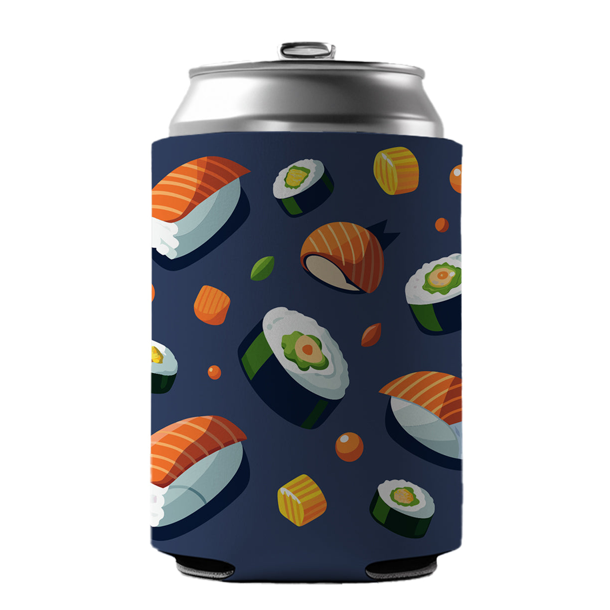 Sushi Food Scattered Can Cooler Beer Soda Drink Insulated Holder Sleeve Hugger