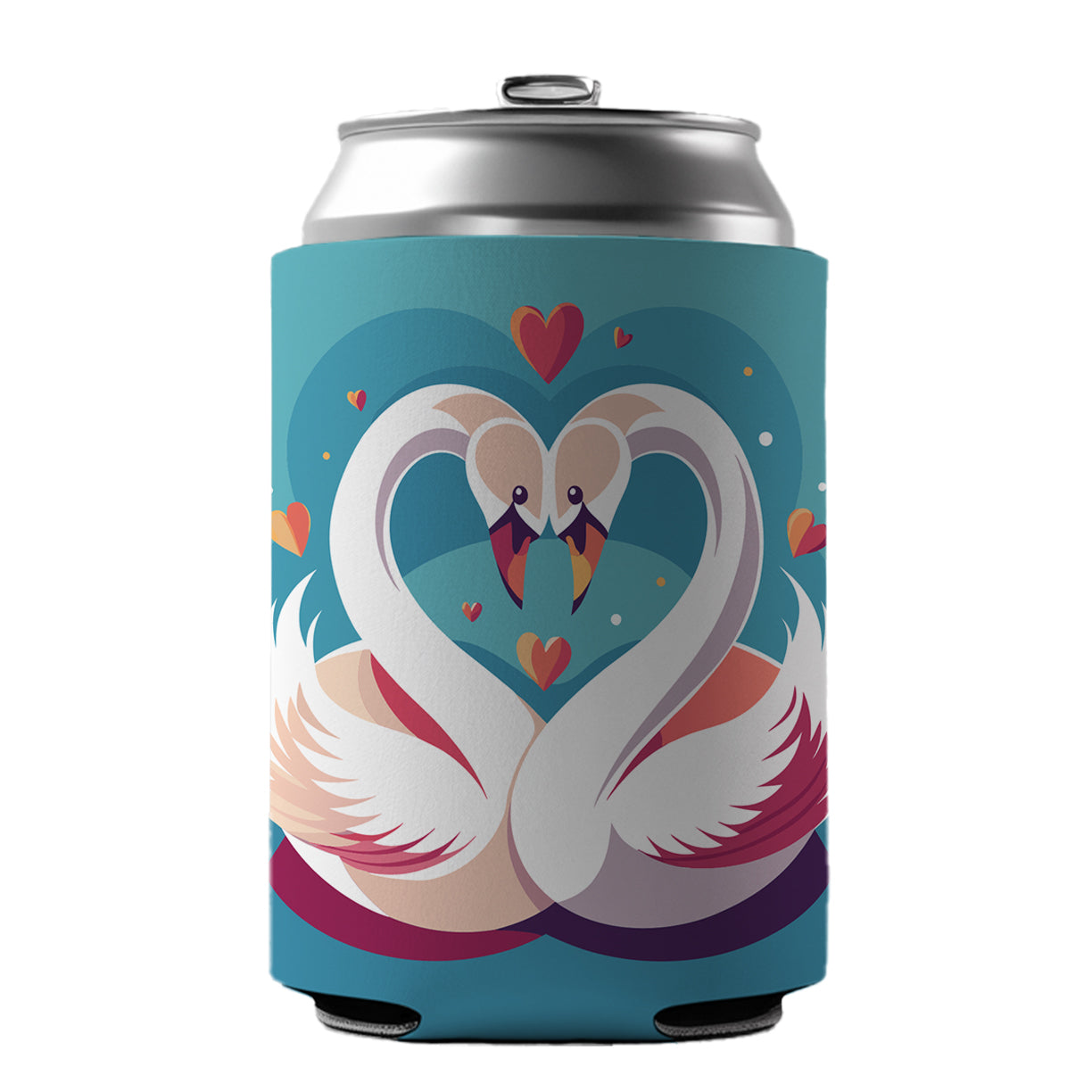 Swans in Love Anniversary Wedding Valentines Day Can Cooler Beer Soda Drink Insulated Holder Sleeve Hugger