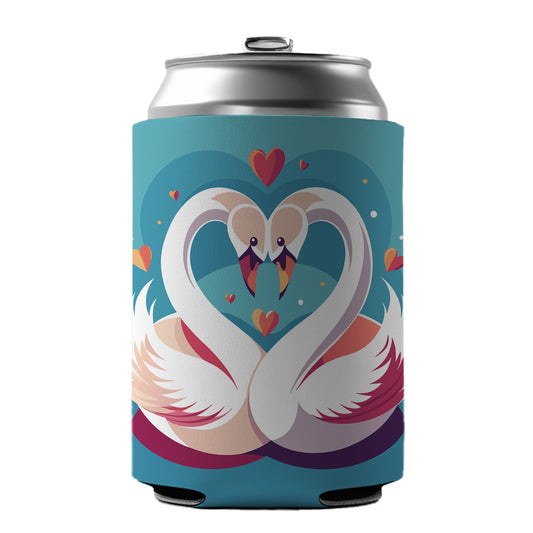Swans in Love Anniversary Wedding Valentines Day Can Cooler Beer Soda Drink Insulated Holder Sleeve Hugger