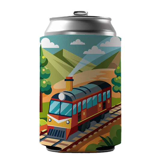 Train on Track Can Cooler Beer Soda Drink Insulated Holder Sleeve Hugger
