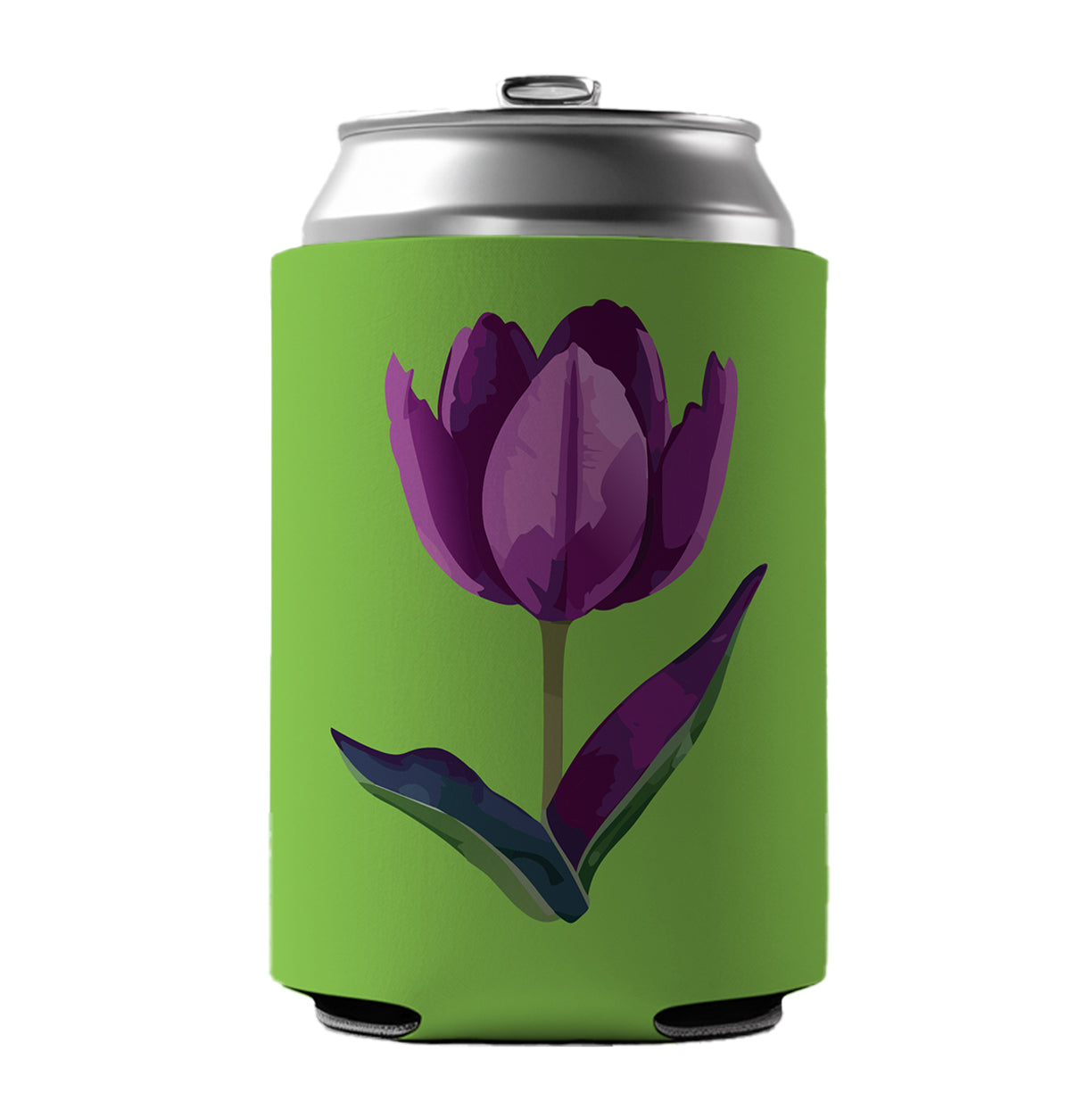 Tulip Flower Purple Watercolor Can Cooler Beer Soda Drink Insulated Holder Sleeve Hugger