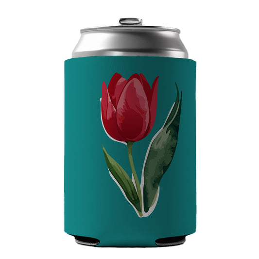 Tulip Flower Red Watercolor Can Cooler Beer Soda Drink Insulated Holder Sleeve Hugger