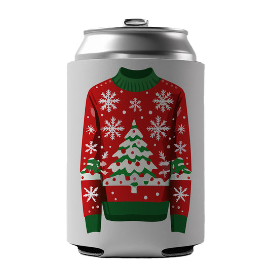 Ugly Christmas Sweater Tree Can Cooler Beer Soda Drink Insulated Holder Sleeve Hugger