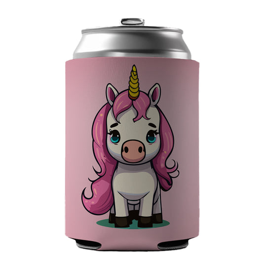 Unicorn Chibi Pink Hair Can Cooler Beer Soda Drink Insulated Holder Sleeve Hugger