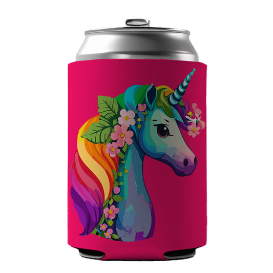 Unicorn Rainbow Head Flowers Can Cooler Beer Soda Drink Insulated Holder Sleeve Hugger