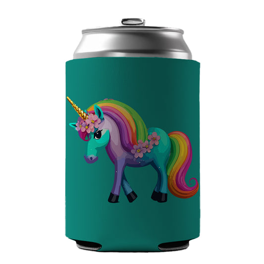 Unicorn Rainbow Standing Flowers Can Cooler Beer Soda Drink Insulated Holder Sleeve Hugger