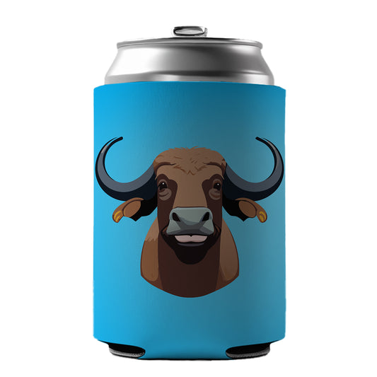 Water Buffalo Smiling Can Cooler Beer Soda Drink Insulated Holder Sleeve Hugger