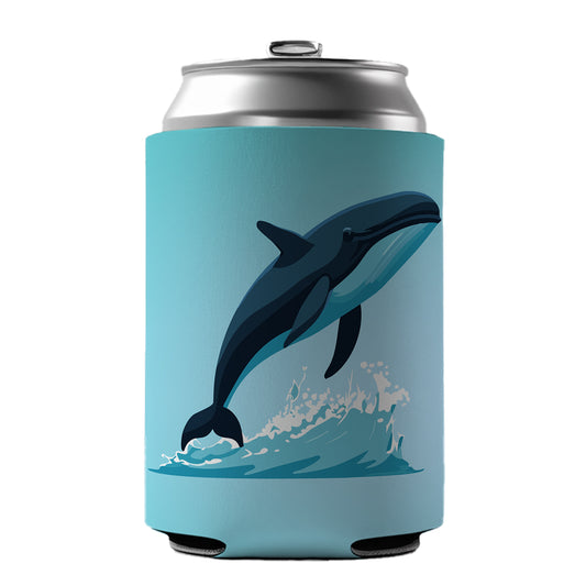 Whale Jumping Out of Water Can Cooler Beer Soda Drink Insulated Holder Sleeve Hugger