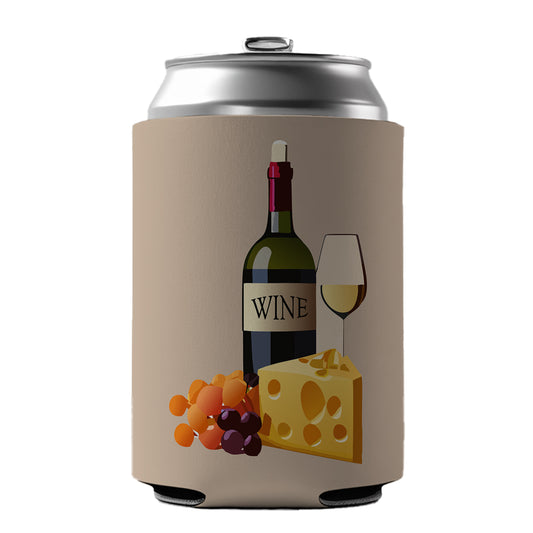 Wine Cheese Grapes Can Cooler Beer Soda Drink Insulated Holder Sleeve Hugger
