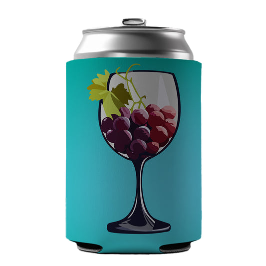Wine Glass with Grapes Can Cooler Beer Soda Drink Insulated Holder Sleeve Hugger