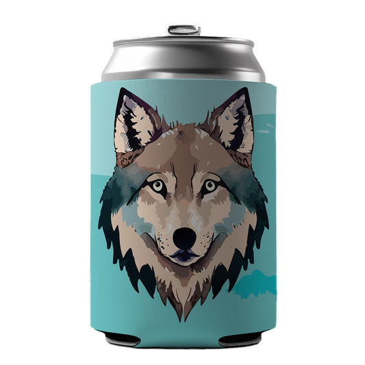 Wolf Face Watercolor Can Cooler Beer Soda Drink Insulated Holder Sleeve Hugger