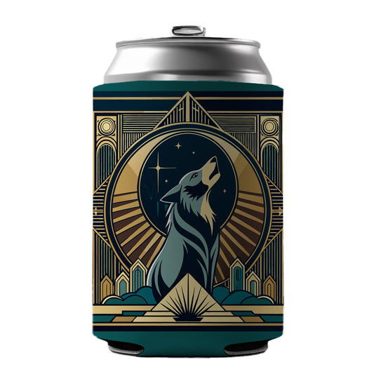 Wolf Howling at Moon Art Deco Can Cooler Beer Soda Drink Insulated Holder Sleeve Hugger