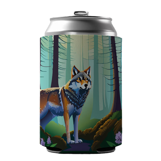 Wolf in Forest Woodland Wilderness Can Cooler Beer Soda Drink Insulated Holder Sleeve Hugger