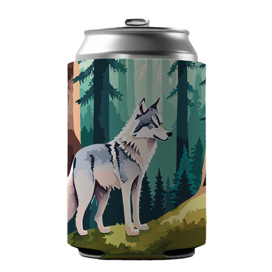 Wolf Standing Watercolor Can Cooler Beer Soda Drink Insulated Holder Sleeve Hugger