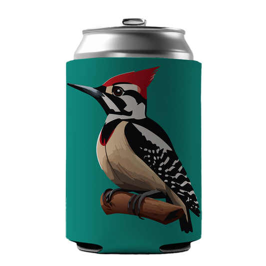 Woodpecker Bird on Branch Can Cooler Beer Soda Drink Insulated Holder Sleeve Hugger