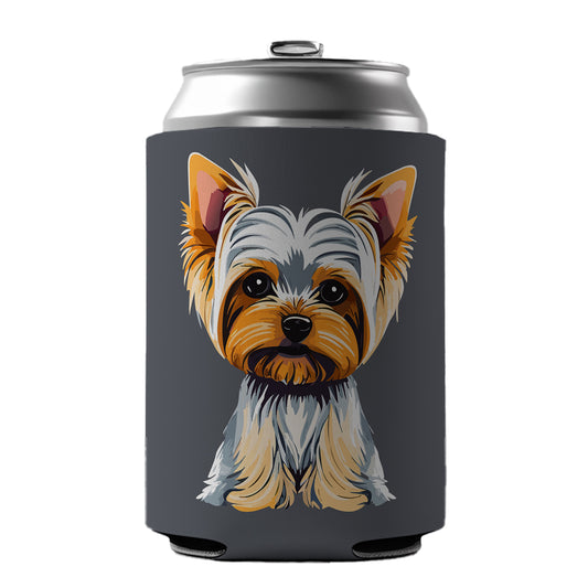 Yorkshire Terrier Dog Sitting Can Cooler Beer Soda Drink Insulated Holder Sleeve Hugger