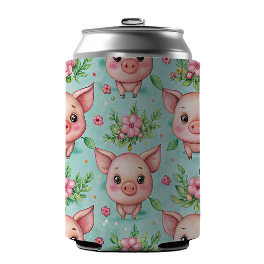 Adorable Pig Faces Watercolor Can Cooler Beer Soda Drink Insulated Holder Sleeve Hugger