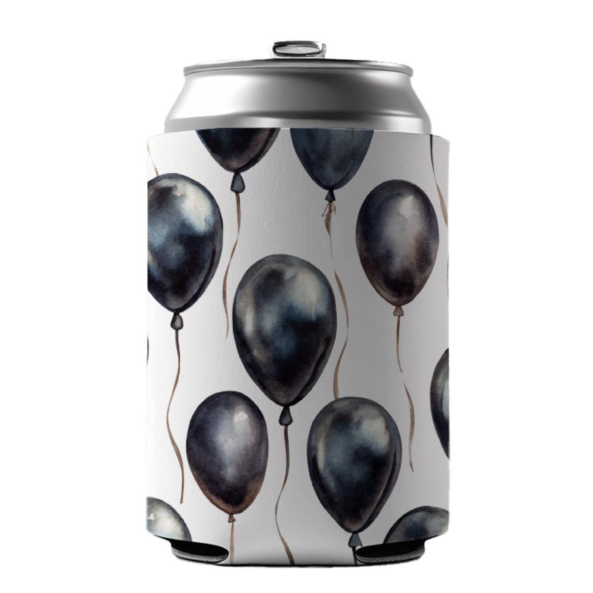 Black Balloons Watercolor Can Cooler Beer Soda Drink Insulated Holder Sleeve Hugger
