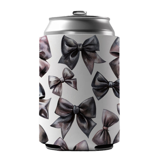 Black Scattered Coquette Bows Watercolor Can Cooler Beer Soda Drink Insulated Holder Sleeve Hugger