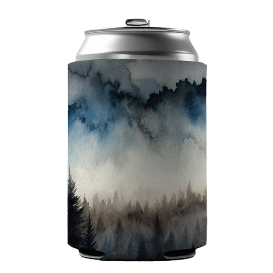 Black Shadow Forest Ombre Watercolor Can Cooler Beer Soda Drink Insulated Holder Sleeve Hugger