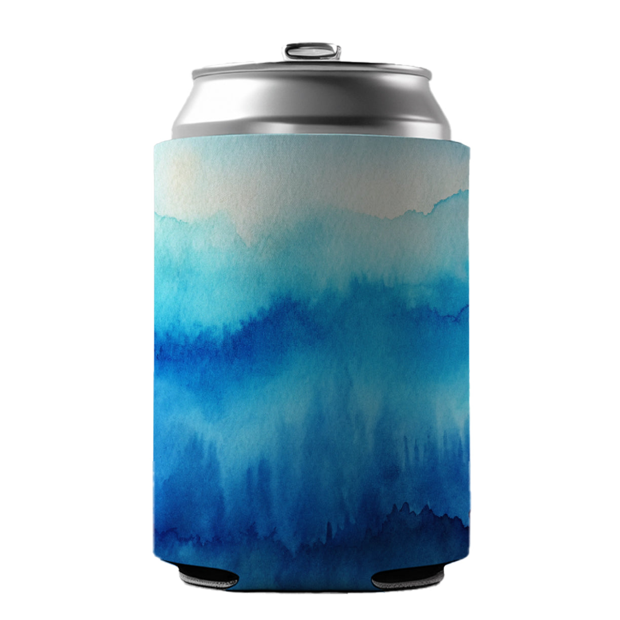 Blue Ombre Forest Watercolor Can Cooler Beer Soda Drink Insulated Holder Sleeve Hugger