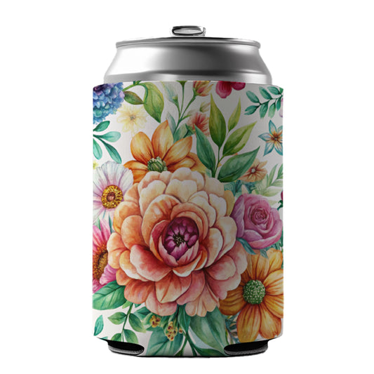 Boho Flowers Watercolor Can Cooler Beer Soda Drink Insulated Holder Sleeve Hugger