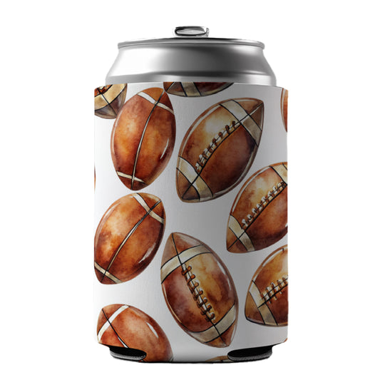 Brown Football Balls Watercolor Can Cooler Beer Soda Drink Insulated Holder Sleeve Hugger