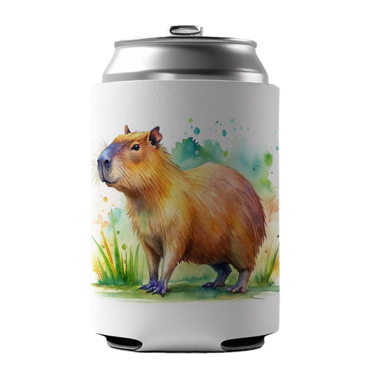 Capybara Watercolor Can Cooler Beer Soda Drink Insulated Holder Sleeve Hugger
