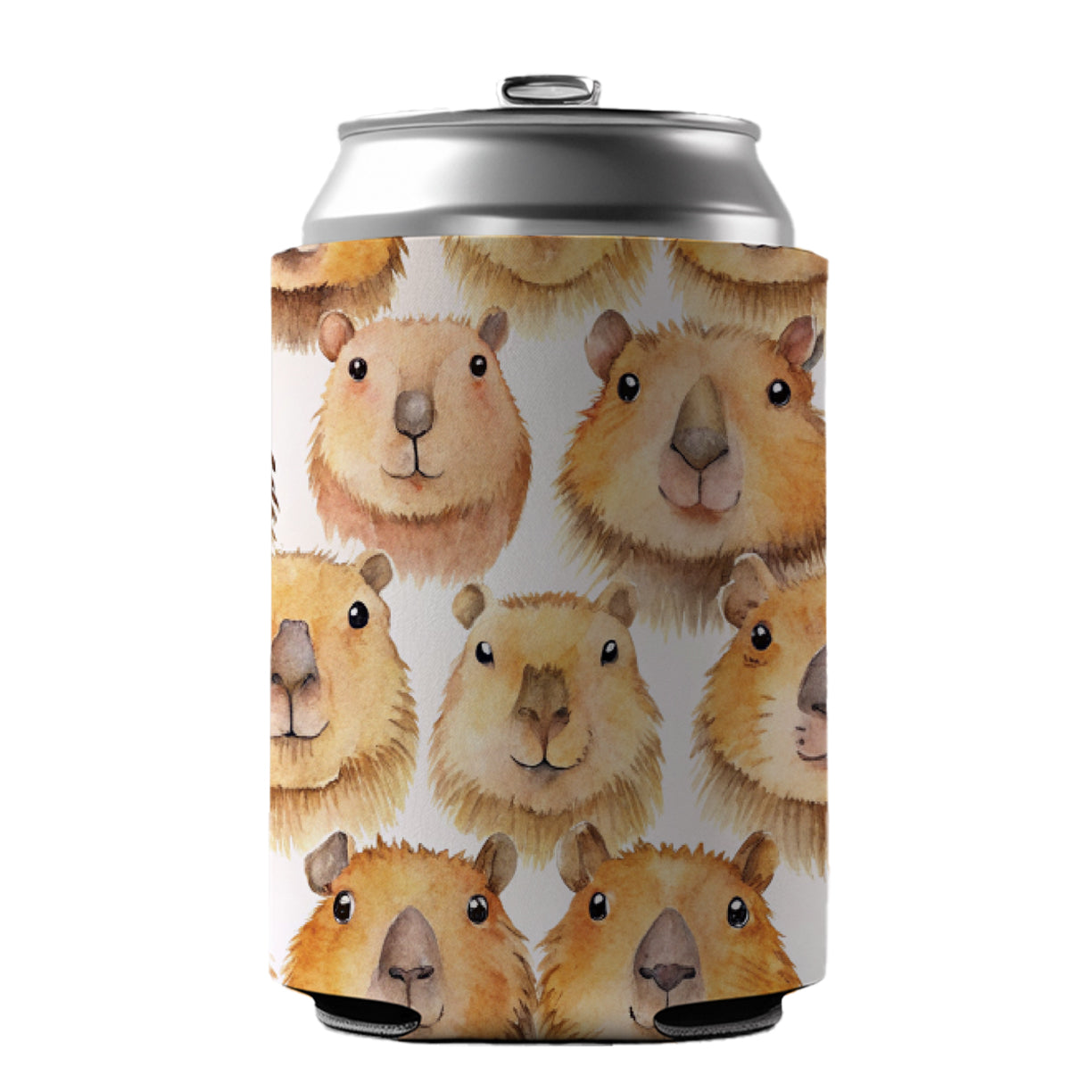 Cute Capybara Faces Watercolor Can Cooler Beer Soda Drink Insulated Holder Sleeve Hugger