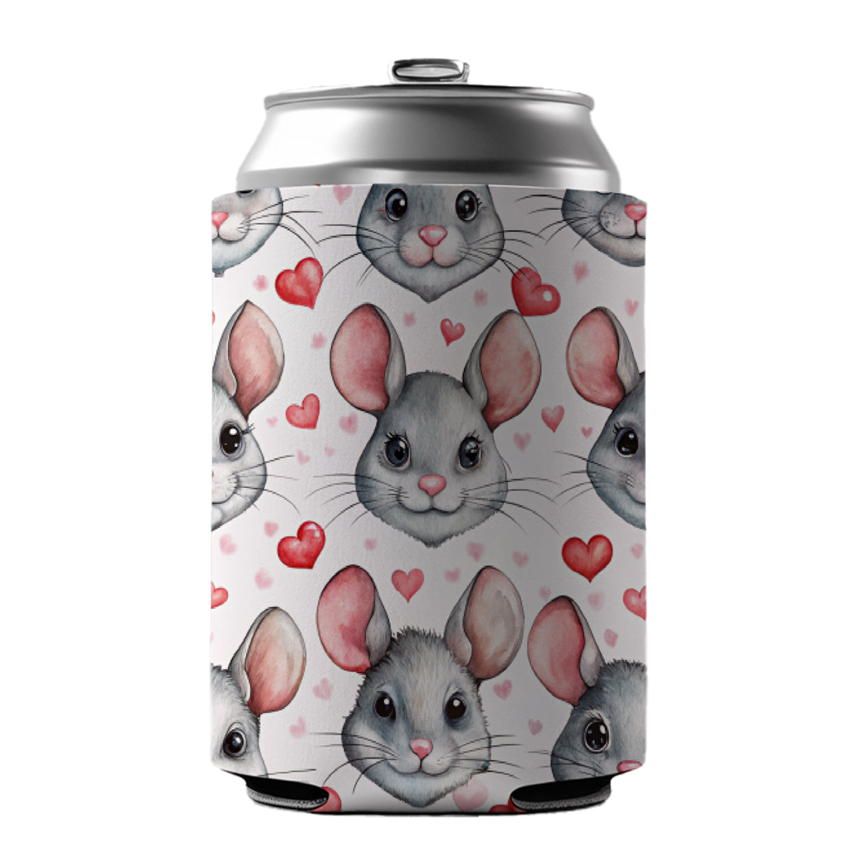 Cute Chinchilla Faces Hearts Can Cooler Beer Soda Drink Insulated Holder Sleeve Hugger