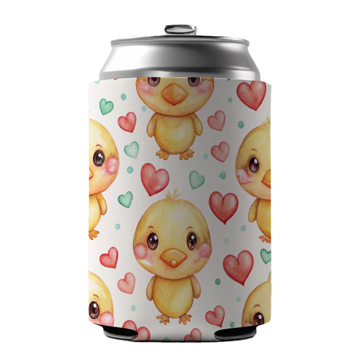 Cute Ducks Hearts Watercolor Can Cooler Beer Soda Drink Insulated Holder Sleeve Hugger