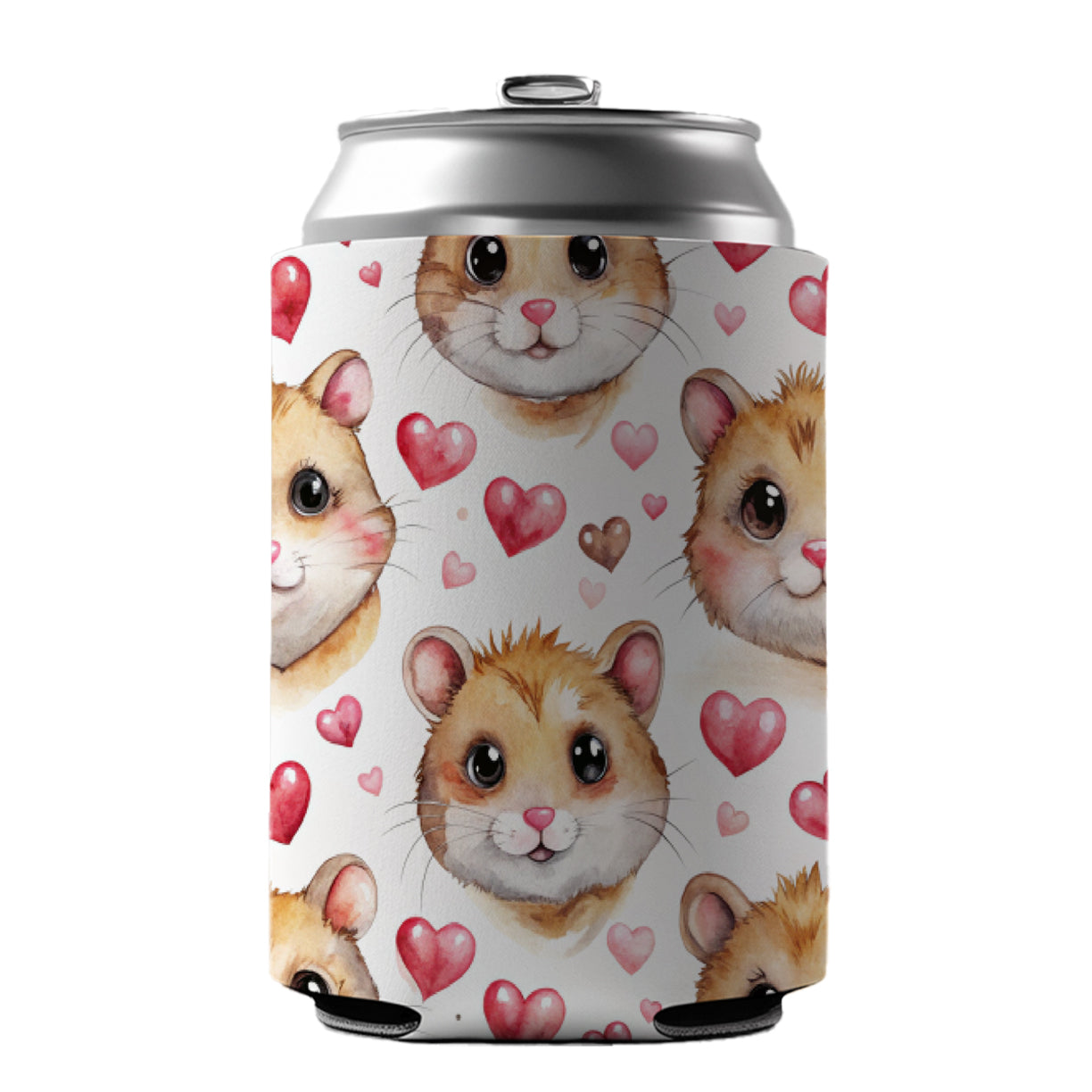 Cute Hamster Faces Hearts Can Cooler Beer Soda Drink Insulated Holder Sleeve Hugger