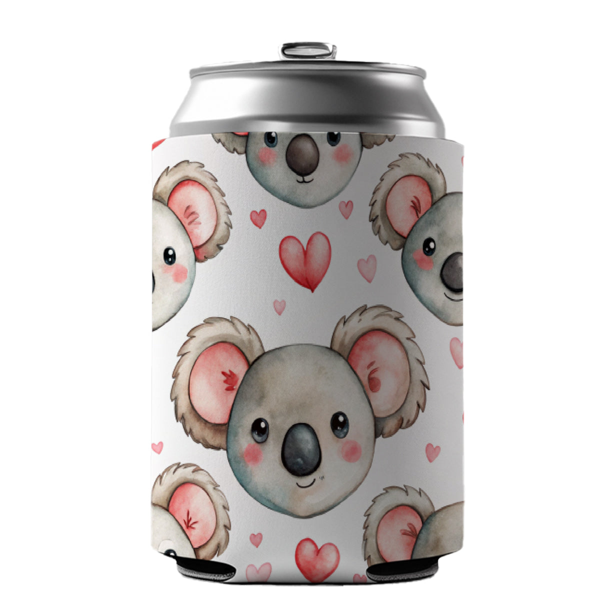 Cute Koala Bears Faces Hearts Can Cooler Beer Soda Drink Insulated Holder Sleeve Hugger