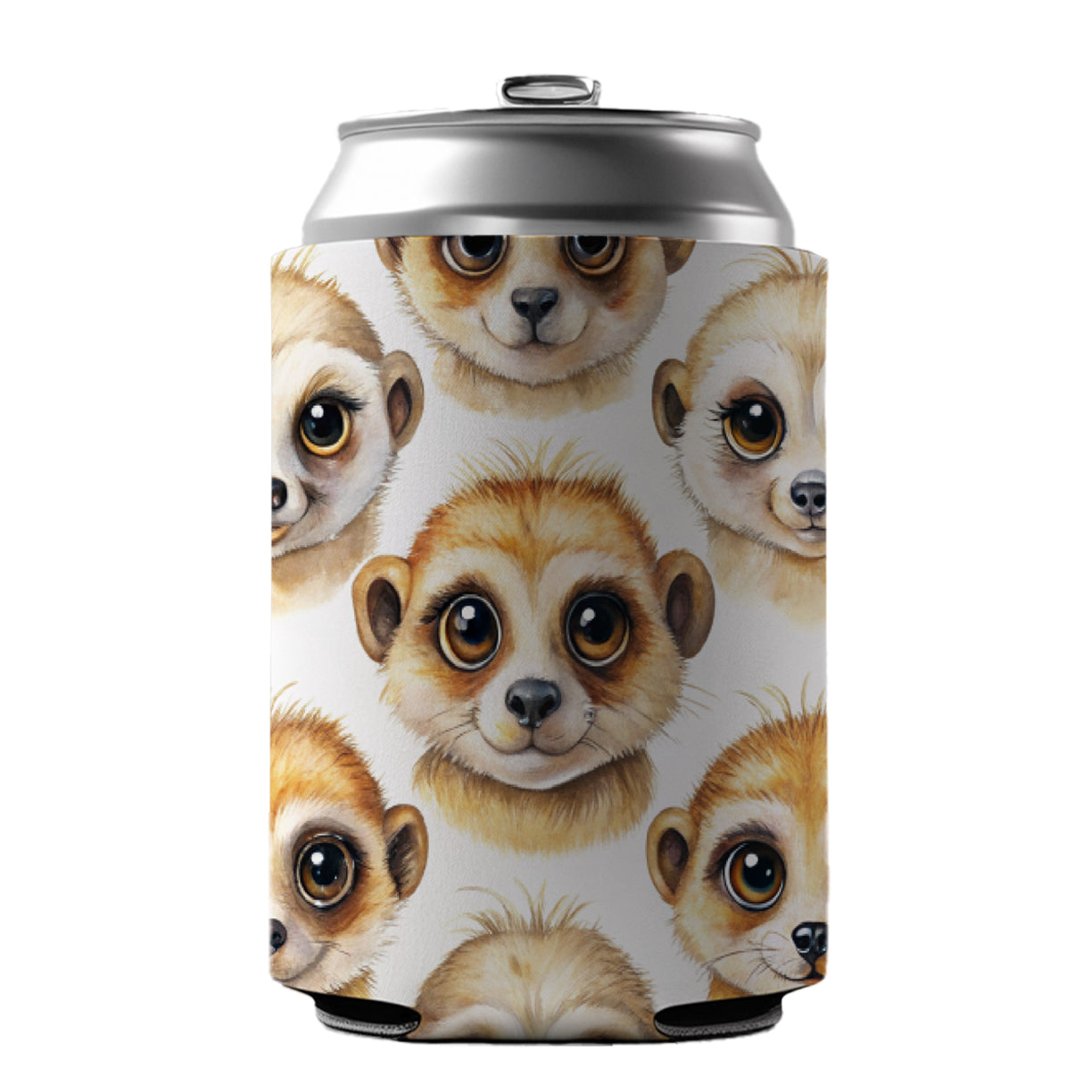 Cute Meerkat Faces Watercolor Can Cooler Beer Soda Drink Insulated Holder Sleeve Hugger